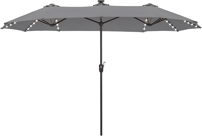 13 ft Patio Umbrella with 120 LED Solar Lights Outdoor Umbrella, 8 Colors by HERASPALACE