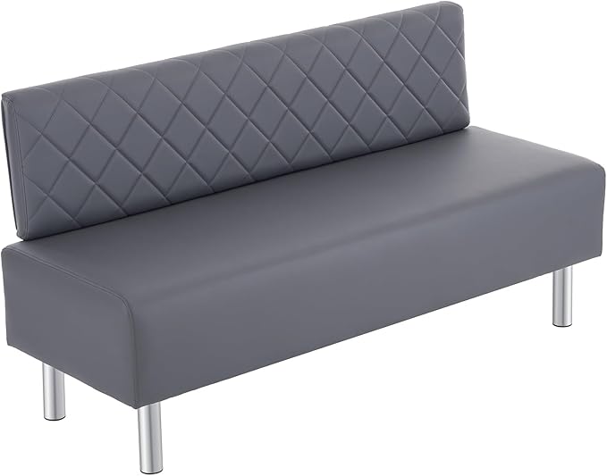 OmySalon Waiting Room Bench with Back, 58.6’’ Office Guest Chair Upholstered Reception Seating, Lobby Furniture for Beauty Salon Barbershop Airport Bank Hall Room Conference, Gray