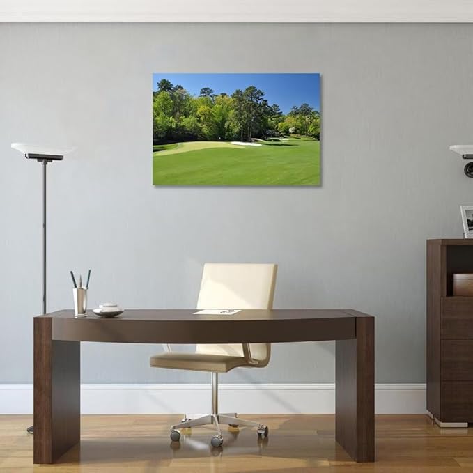 chenchenArt Augusta National Wall Art - Augusta Golf Course Wall Art for Living Room Bedroom Bathroom - Augusta Golf Course Picture Poster Canvas Prints Framed Ready to Hang(28''H x 44''W)