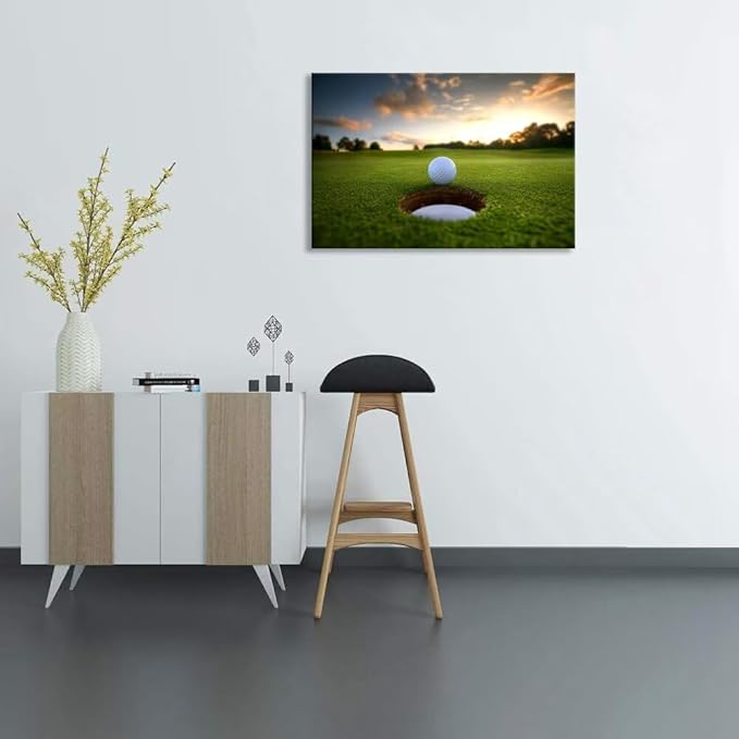 chenchenArt Golf Wall Art for Living Room Bedroom Home Decorations Golf Ball Picture Poster Canvas Prints Modern Artwork Framed Ready to Hang(12''H x 16''W)