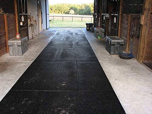 American Floor Tiles - Heavy Duty Stall Tiles - Stable/Horse Tiles - Thick, Durable Rubber Flooring Solid Black 6' x 12' Set 1/2" Thick (18 Tiles Total)