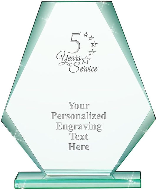 6" Jade Pyramid Crystal Award with Custom Engraving - Personalized Corporate Trophy Awards