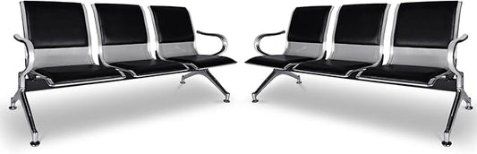 kinbor PU Leather Waiting Room Chairs - Waiting Bench Seating Lobby Chairs for Airport, Bank, Hospital, Salon, Barbershop (Set of 2)