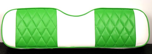 Huskey Golf Cart Front Seat Cover Compatable with Yamaha Drive G29, Drive 2 Model, White with Lime Green Diamond Stitched Insert Panel, Marine Grade Vinyl, Staple On