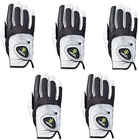 HIRZL Trust Control 2.0 Golf Gloves, All Weather Mens Golf Glove, White/Black, Kangaroo Leather Palm, Cabretta Leather Backhand, Trusted by Pro’s, Sweat Free, Ultimate Grip