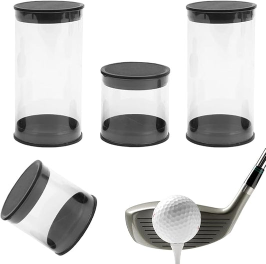4 Pack Clear Tube Golf Ball Storage Case, 2 Sizes Golf Barrel Clear Tubes, Portable with Caps Golf Ball Cases for Home Store Display Use, Black