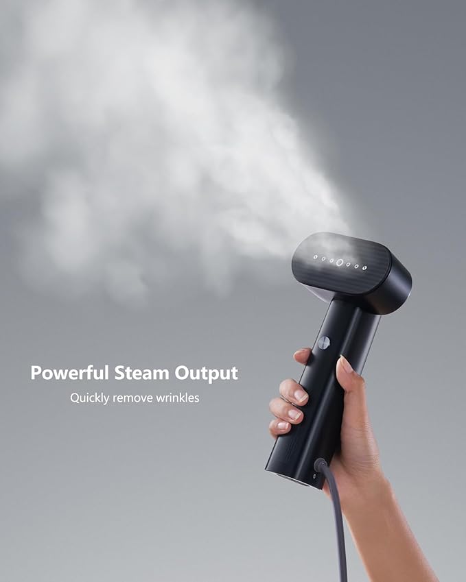 G6 Steamer for Clothes Portable 2-in-1 Travel Iron for Clothes, Just 0.7lbs Lightly, 10 Minutes of Continuous Steam, 900W Light Steamer for travel and home (black)