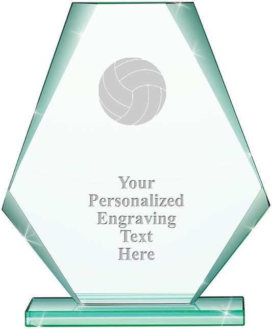 6" Jade Pyramid Crystal Award with Custom Engraving - Personalized Corporate Trophy Awards
