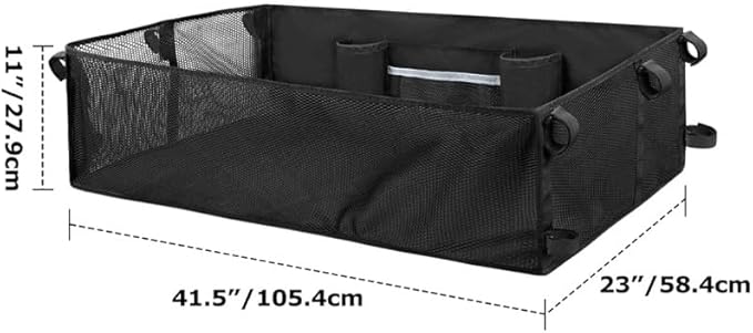 bangminda Universal Golf Cart Organizer, Mesh Storage Net with Adjustable Straps, No-Drill Installation, Foldable Cargo Basket Storage Grocery Shopping Bag for Club Car