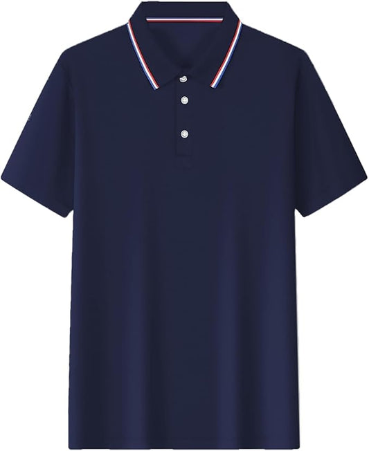 Polo Shirts for Men Dressy Casual Button Collared Golf T Shirt Classic Solid Color Business Summer Blouses