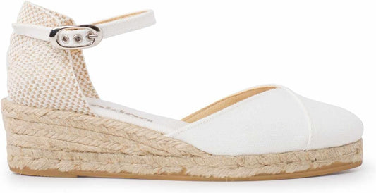 Girona Authentic Spanish Espadrille Wedge Sandals for Women - Sustainable, Eco Friendly, Vegan Shoes. Classic Style, Organic Cotton Canvas Upper, Comfy Insole, Jute Midsole, Rubber Sole. Made in Spain