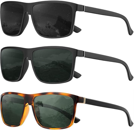 KALIYADI Polarized Sunglasses for Men and Women, Mens Sun Glasses with UV Protection for Driving Fishing Golf (3 Packs)
