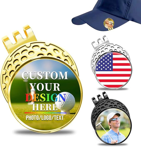 Personalized Golf Ball Marker Hat Clip – Custom Magnetic Ball Marker with Your Photo, Name, Logo or Initials – Unique Golf Gift for Men, Dad, Coach, Golfer