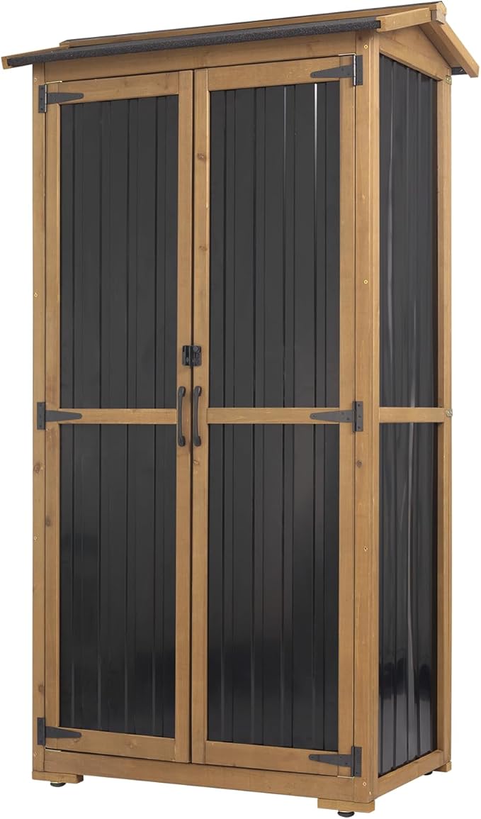 Ketive Outdoor Storage Cabinet, Wood & Metal Garden Cabinet by Ketive