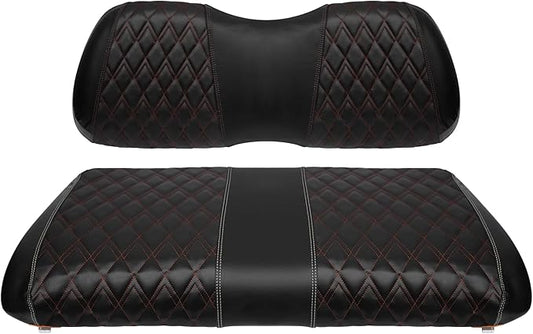 Golf Cart Vinyl Replacement Seat Covers fits Club Car Precedent 2004+, Diamond Front Seat Cover Black Stitching Durable Breathable & Easy to Clean
