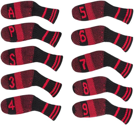 Scott Edward 10 Pcs Golf Club Head Covers for Irons Cuteness Basically Socks Shape Washable Durable Golf Club Head Protector Double Sided Knit Suitable for Most Brands