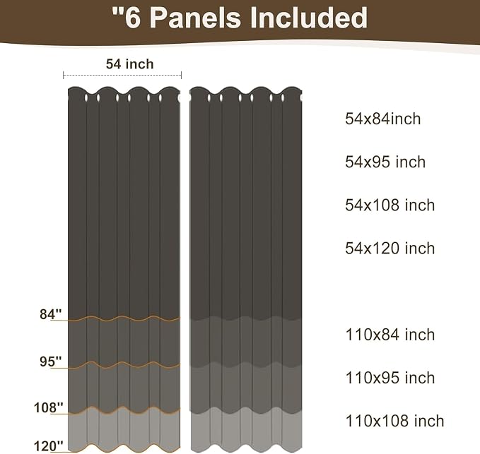 Linen Outdoor Curtains for Patio Waterproof 6 Pcs 54x84 In Taupe | Light - Image 8