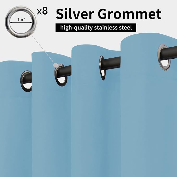 Easy-Going Outdoor Curtains for Patio 1 Panel, 54x96 inch, Sky Blue | Waterproof - Image 2