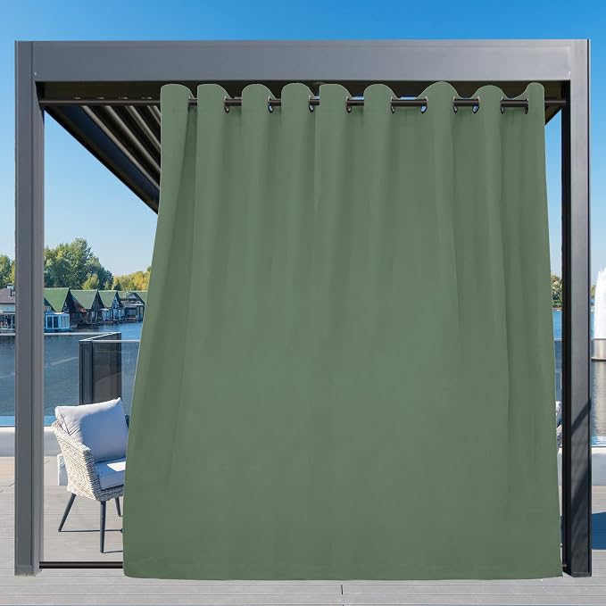 Easy-Going Outdoor Curtains for Patio 1 Panel, 150x96 inch, Sage Green | - Image 3