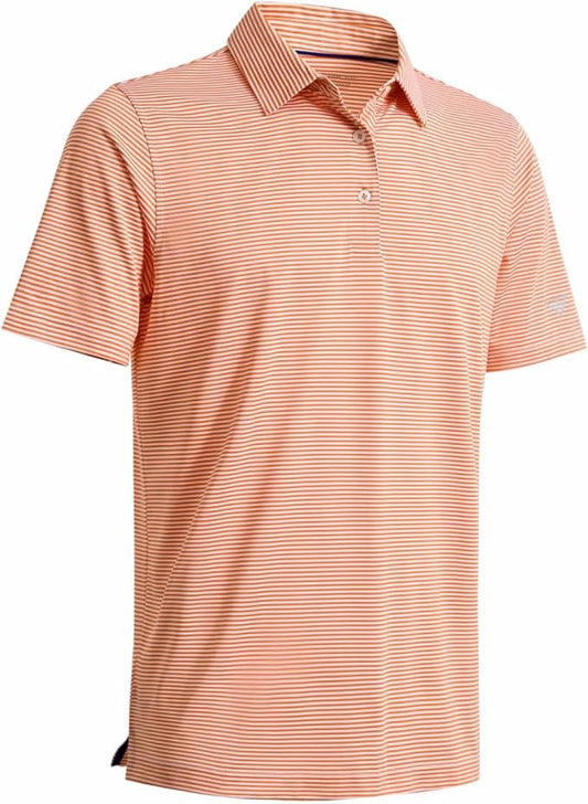 Golf Shirts for Men Dry Fit Short Sleeve Print Performance Moisture Wicking Polo Shirt