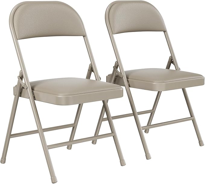 2 Pack Padded Folding Chairs, Portable Metal Foldable Chairs by HomePage