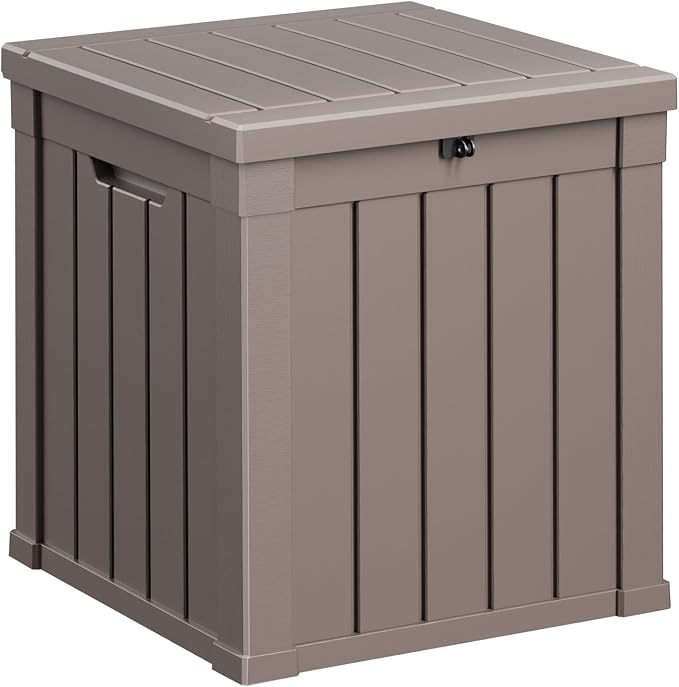 PatioZen 50 Gallon Resin Deck Box, Lockable Patio Outdoor Storage Box by OutdoorLivingPerfected