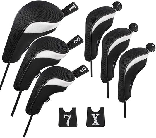 Andux 6pcs/Set Golf Club Head Covers Woods Driver Fairway Hybrid Set (3 Hybrids + 3 Woods)