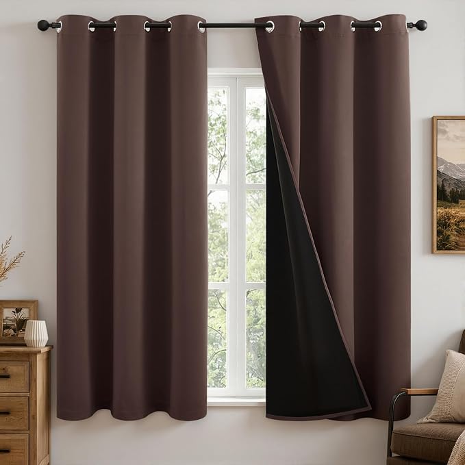 MIULEE Dark Brown 100% Blackout Curtains by MIULEE
