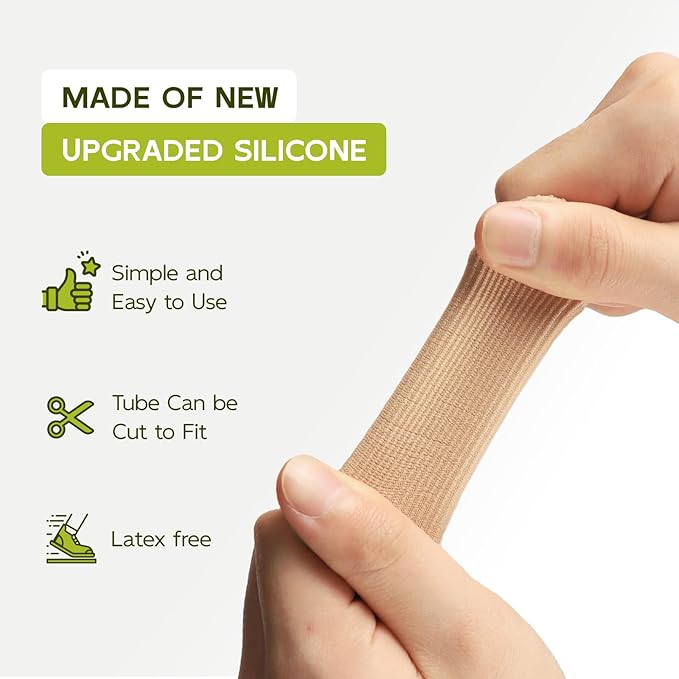 Bukihome 8 PCS Toe Protectors, Silicone Toe Caps Closed Toe Surface Fabric Sleeve Protectors, Prevent Pain Relief for Corns, Blisters and Ingrown Toenails (2PCS Large Size+ 6PCS Medium Size)[Upgrade]