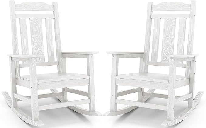 SERWALL HDPE Oversized Outdoor Rocking Chairs Set of 2, Patio Rocker, All by SERWALL