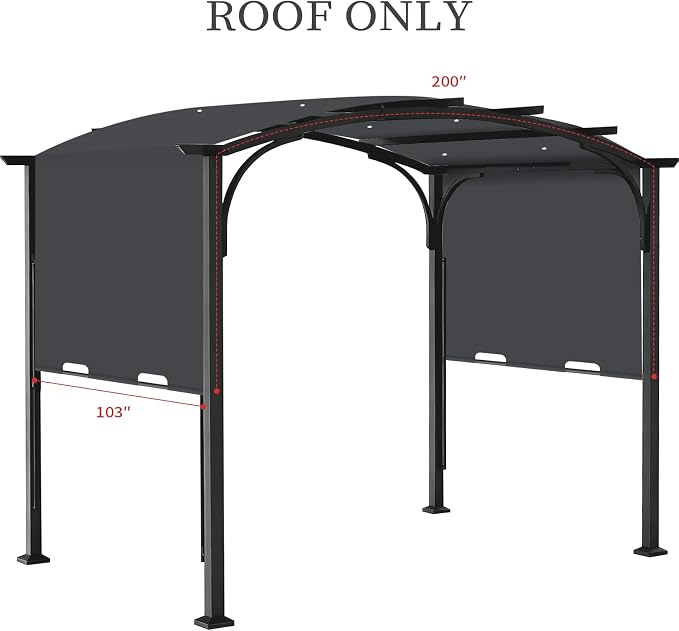 200x103 in Pergola Canopy Replacement Shade Cover Only, Dark Gray | Fits 10x10 - Image 2