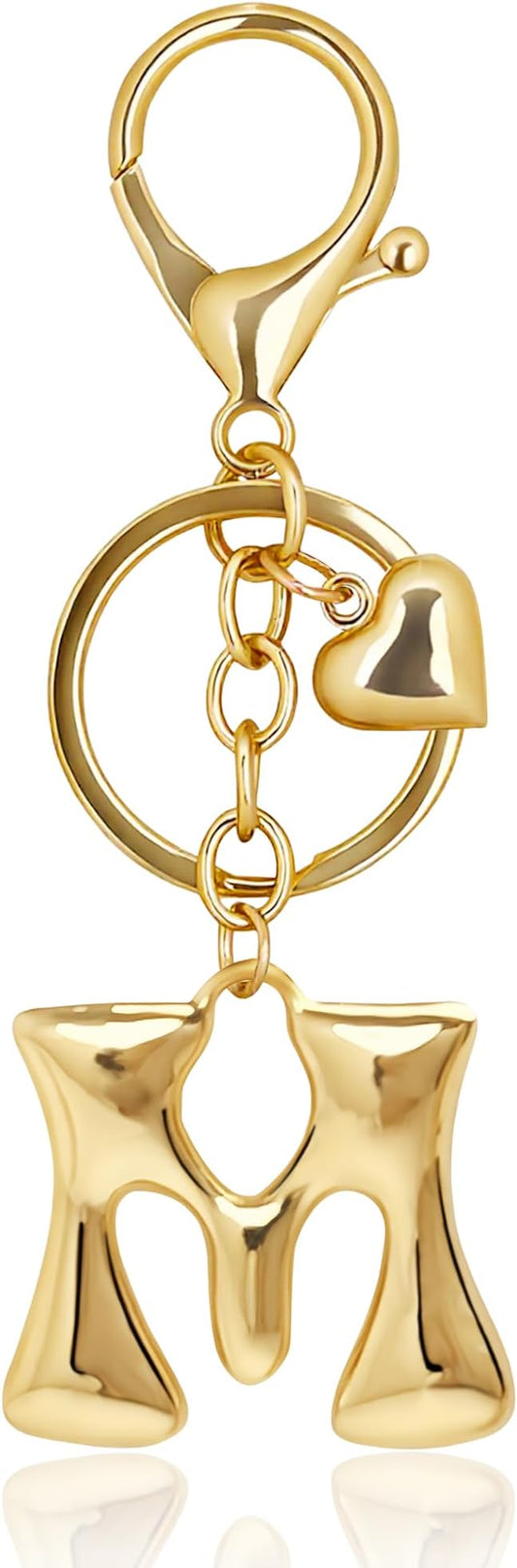 Gold Bubble Heart, Cherry, Bow & More Designs Letter Initial Keychain Bag Charms – Cute Purse Charms for Handbags
