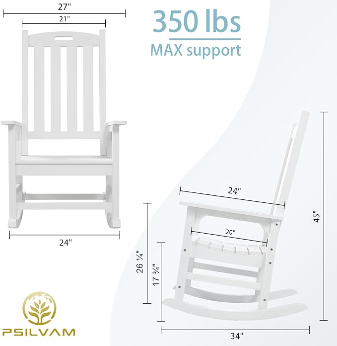 Outdoor Rocking Chairs Set of 2, Oversized Porch Rocker | Weather Resistant - Image 3