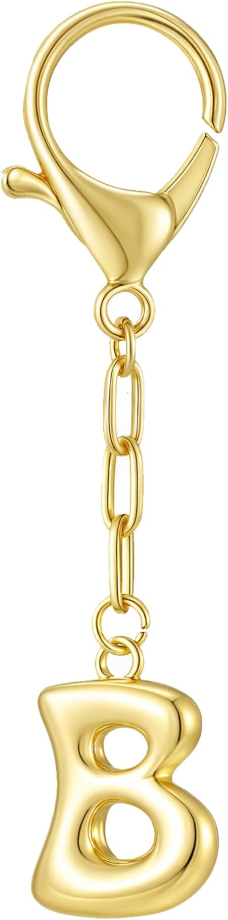 Gold Bubble Initial Keychain Charm for Women Chunky Bag Purse Charms A-Z Letter Key Chains for Handbag Accessories