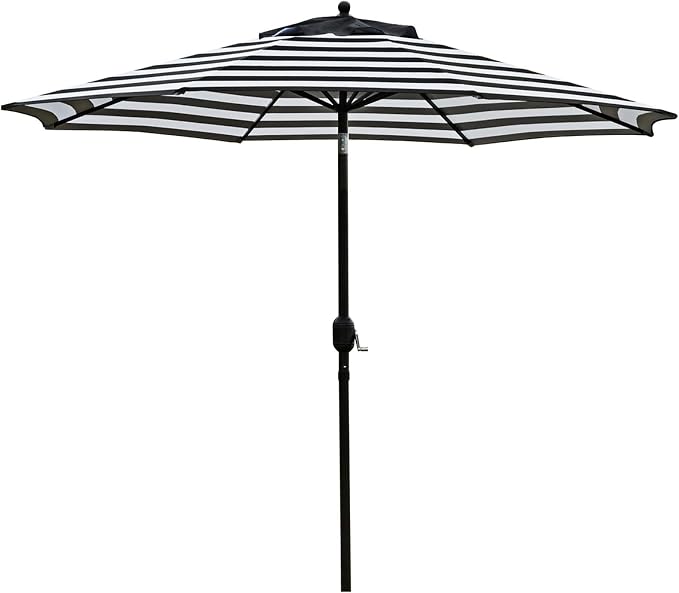 Sunnyglade 9' Patio Umbrella Black and White Outdoor Table Umbrella 8 Ribs | by Sunnyglade