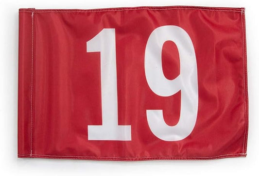Vispronet Numbered Golf Flags for Putting Green – 20in x 14in Red & White Flag, Golf Range Accessories for Courses, Outdoor Hole Flag, Durable Polyester Material