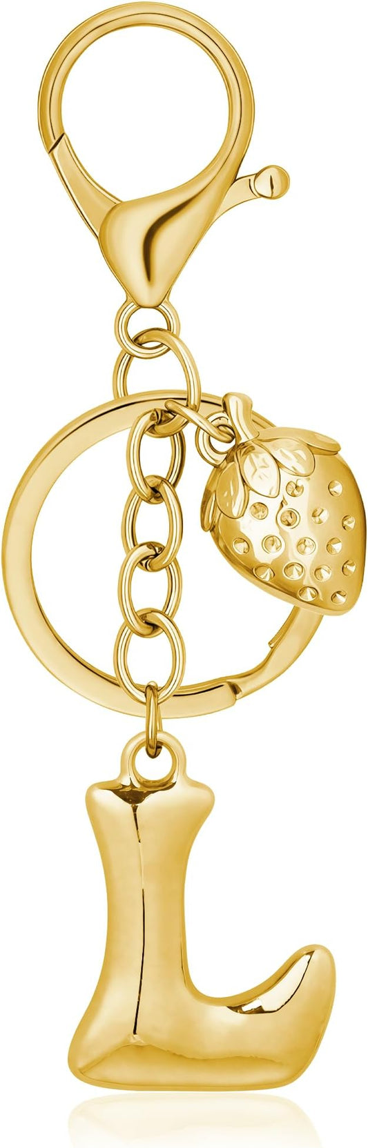 Gold Bubble Heart, Cherry, Bow & More Designs Letter Initial Keychain Bag Charms – Cute Purse Charms for Handbags