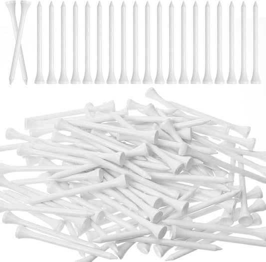 600 Pack Golf Tees Bulk Wooden Bamboo Tees Decoration for Men Women Clubs Golf Ball Theme Party Accessories School Supplies Reduce Friction Side Spin for Club (White,Solid)