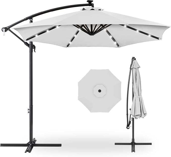 Best Choice Products 10ft Solar LED Offset Cantilever Hanging Market Patio by Unknown