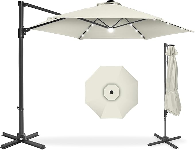 Best Choice Products 10ft Solar LED Offset Cantilever Hanging Market Patio by Unknown