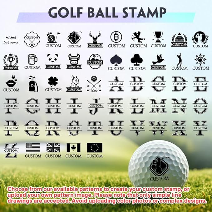 HDSD Custom Golf Ball Markers - Personalized Long Lasting, Includes Ink Bottle - Perfect for Golf Enthusiasts - Stand Out on The Course with Unique Markings - Golf Accessories Gift
