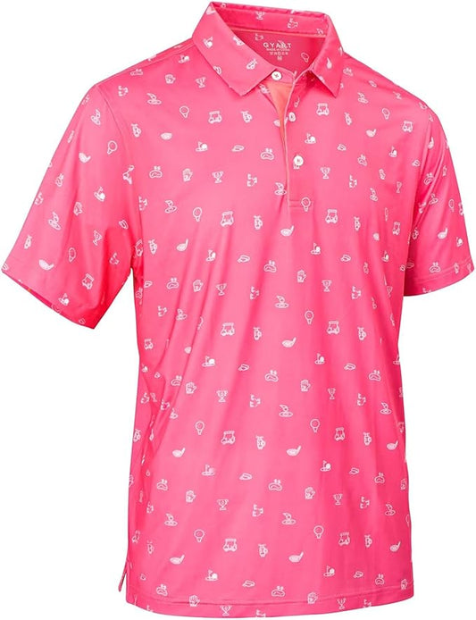 Mens Golf Shirts Quick Dry Moisture Wicking Casual Short Sleeve Performance Athletic Print Collared Stylish Men Polo Shirt