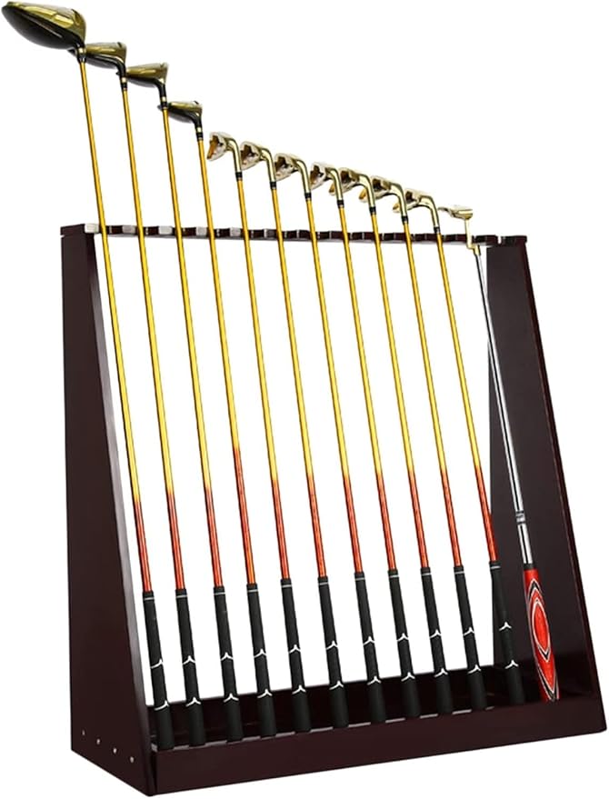 OSCCAR Golf Club Display Stand Large Wood Freestanding Floor Corner Storage Rack Holds 3 Clubs for Pool Cues & Fishing Rod