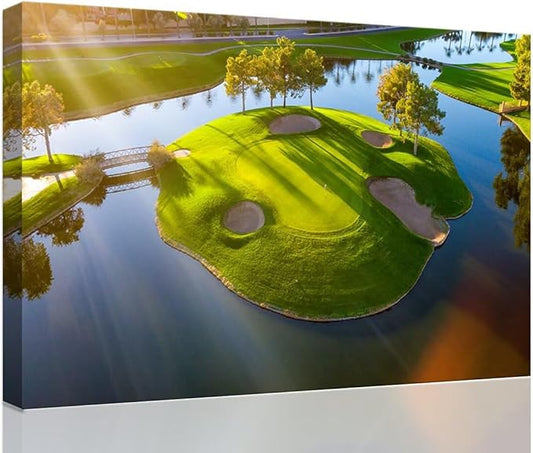 Island Golg Hole in Arizona Wall Art for Living Room Bedroom Bathroom Home Decoraitons Golf Course Picture Poster Framed Artwork Canvas Prints Ready to Hang(28''H x 44''W)