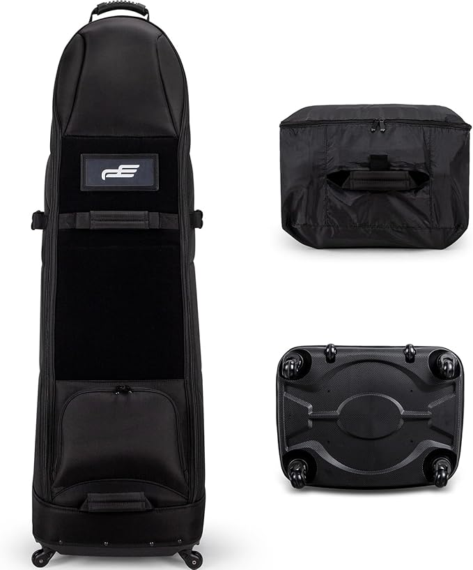 Self Standing Upright All Direction 4 Spinner Swivel Wheel Golf Travel Bag. Soft-Sided Fully Padded Heavy Duty Fabric. Multidirectional Airline Travel Cover Case. Compact Foldable Carry Bag Included.
