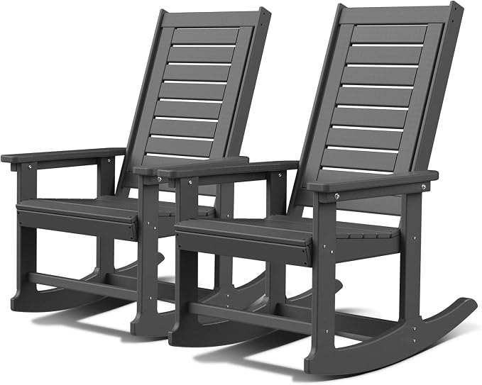 GREENVINES Oversized Outdoor Rocking Chairs Set of 2, HDPE Rocker by GreenVines