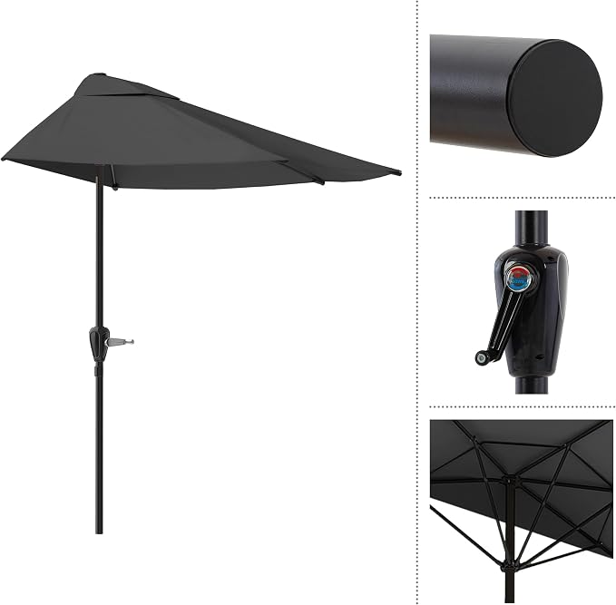 Half Umbrella Outdoor Patio Shade - 9 ft Patio Umbrella - Small Canopy - Image 8