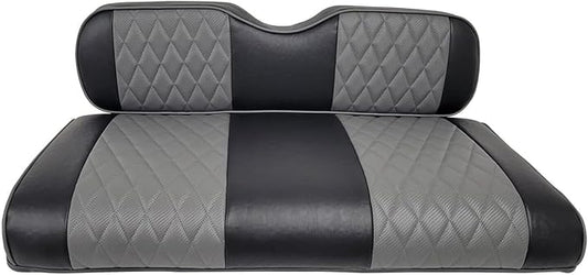 Huskey Parts Company 2PCS Charcoal Gray Golf Cart Seat Covers Diamond Stitching Compatible with Yamaha 2007-2016, Drive 2 2017+, Marine Grade Vinyl, Custom Fit, Staple On