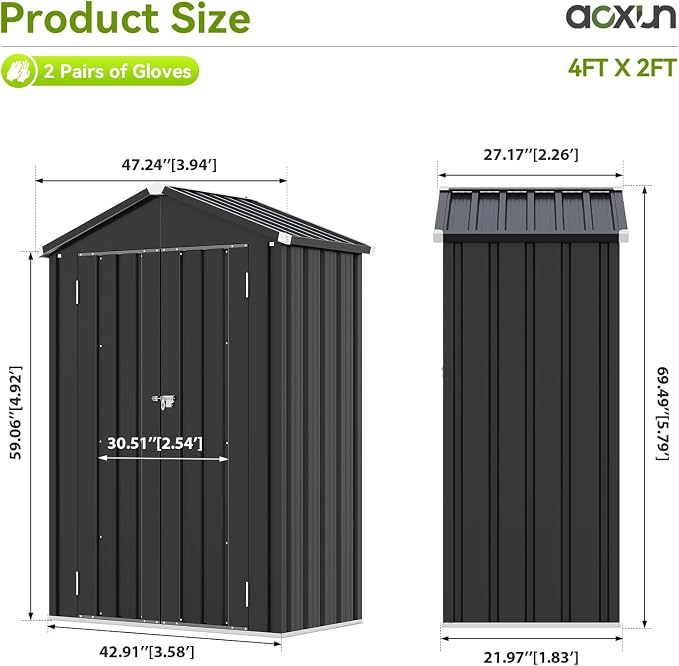 Aoxun Vertical Outdoor Storage Cabinet 3.5’x2’ - Image 2