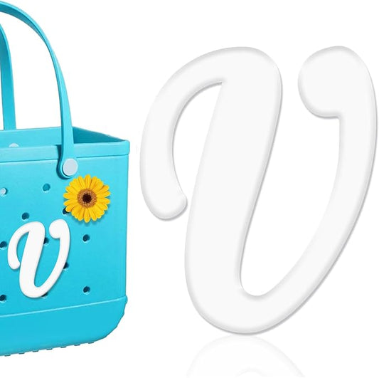 Mity rain Letter Charms for Bogg Bag，Alphabet Lettering Accessories Charms Compatible with Bogg Bag Original All Models, Insert Decorative Letter for Handbag Beach Tote Bag V